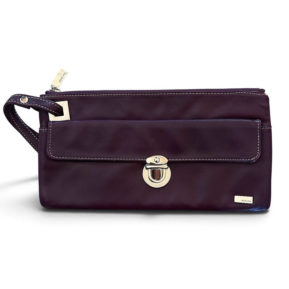 Perlina Leather Wristlet Clutch